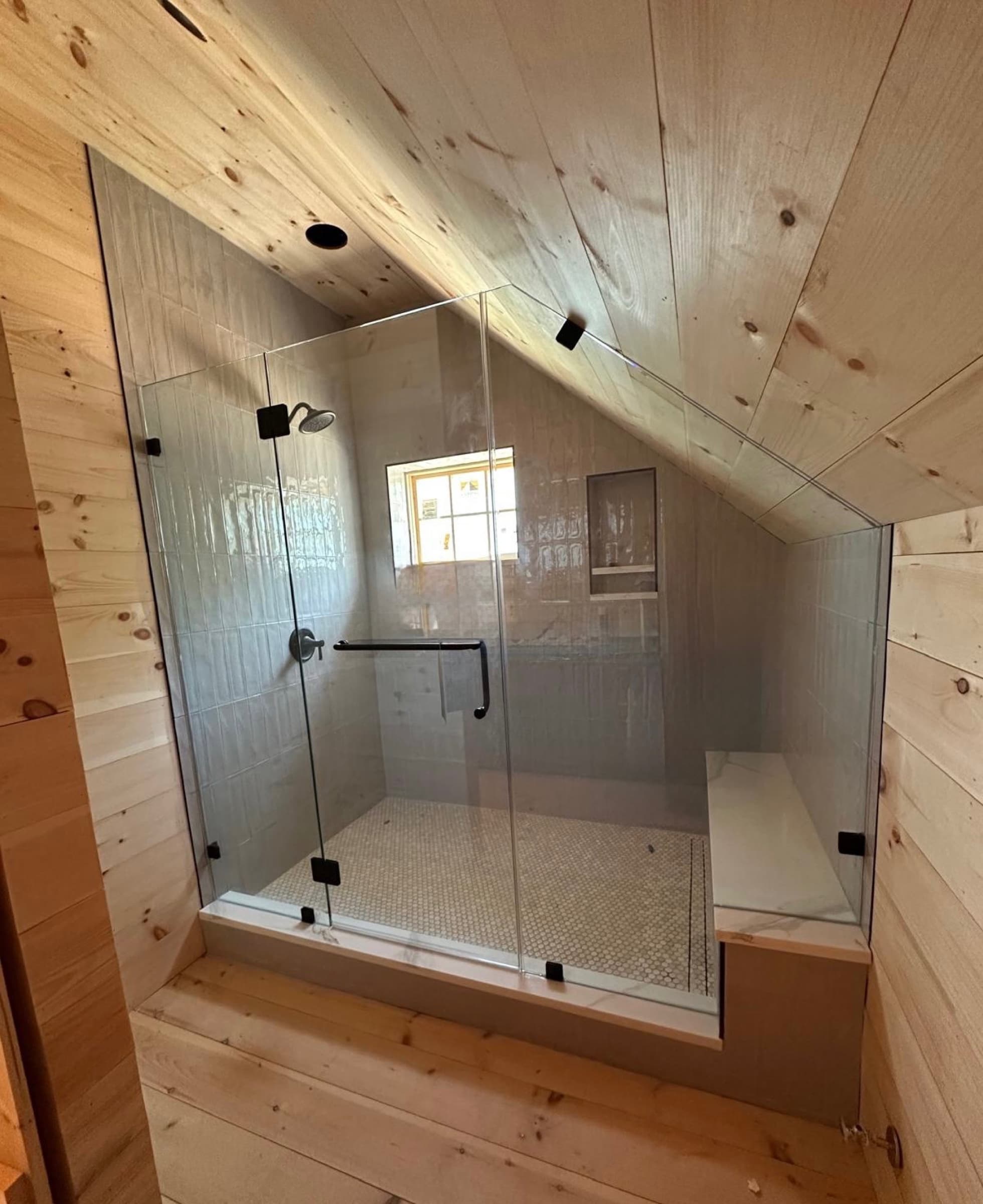 Custom Angled Ceiling Shower